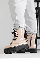 Жіночі Зимові Черевики Dr. Masrtens Jadone Patent Beige / Доктор Мартінс Жадон Патент Бежеві з Хутром, фото 3