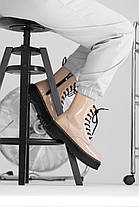 Жіночі Зимові Черевики Dr. Masrtens Jadone Patent Beige / Доктор Мартінс Жадон Патент Бежеві з Хутром, фото 4