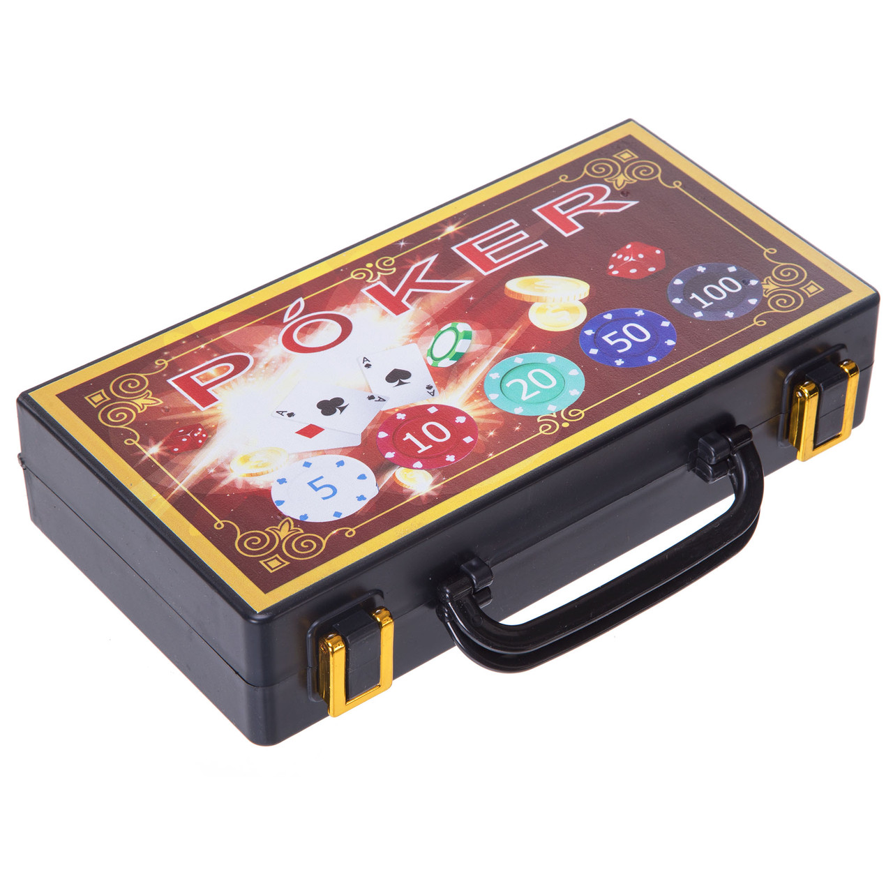 Набір для покера на 100 фішок із номіналом у пластиковому кейсі 100S-2E, фото 1