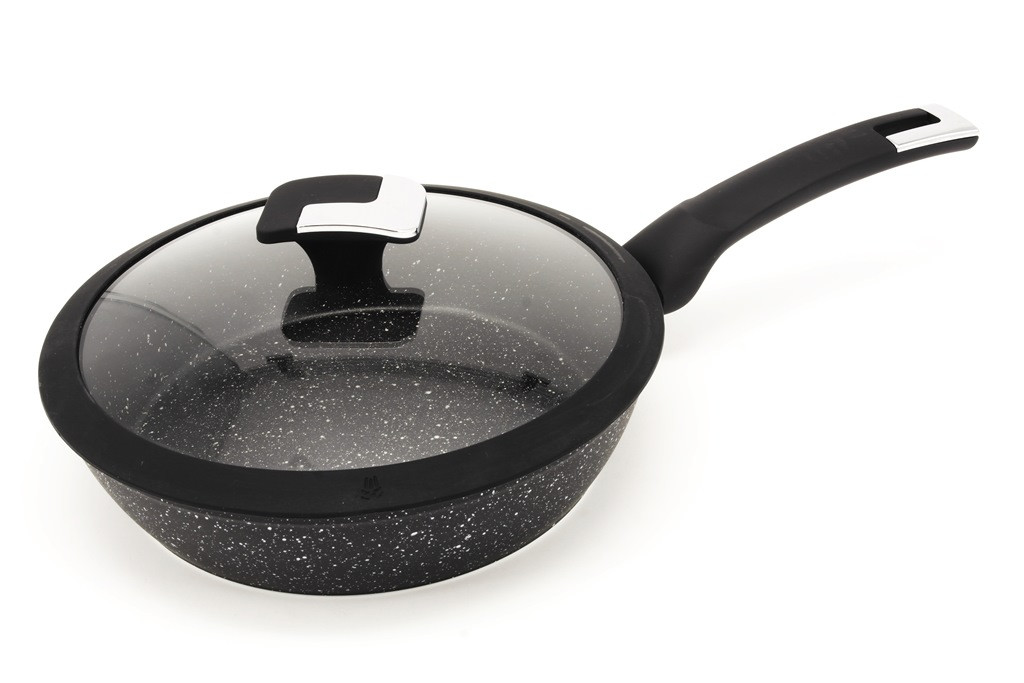 Сковорода А-Плюс глибока мармурова 24 см з кришкою 3009