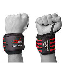 Кистьові бинти PowerPlay 3081 Gym WristT Wraps Чорно-Червоні