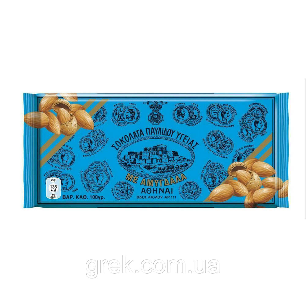 Темний шоколад із мигдалем Pavlidis 100 г, фото 1
