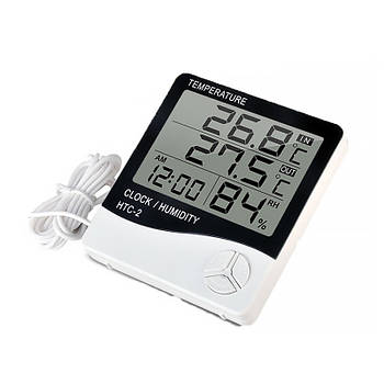 Метеостанція Lesko HTC-2 White з виносним датчиком температури з аналізатором вологості 8 шт.