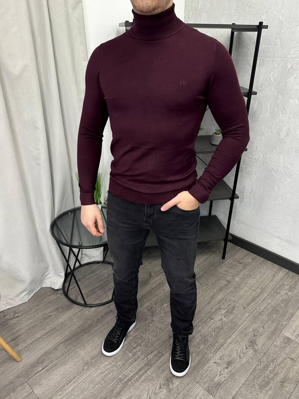 Чоловіча кофта гольф під горло Calvin Klein H4776 бордова