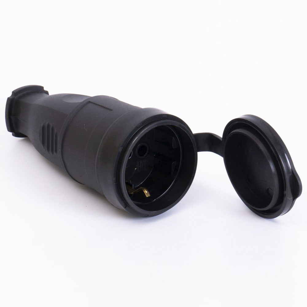 Розетка каучукова з захисною кришкою переносна 406 2Р+РЕ IP44 TAKEL
