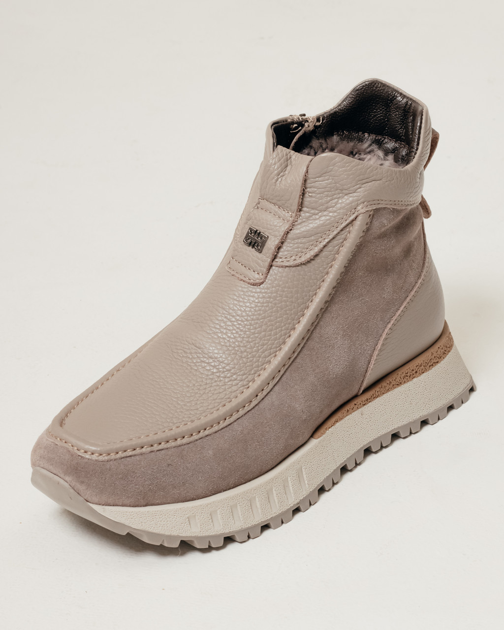 Черевики на танкетці зимові Krula 2418003 36 визон шкіра замша хутро