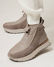 Черевики на танкетці зимові Krula 2418003 36 визон шкіра замша хутро, фото 2