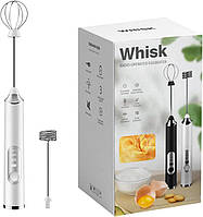 Elect ric Whishk 3-швидкісний спінювач молока, що перезаряджається, з 2 знімними міні-ручними блендерами з нержавіючої сталі