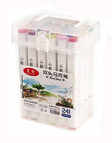 Набір скетч-маркерів 24 кольори двосторонні Leader пластиковий бокс CY-811-24