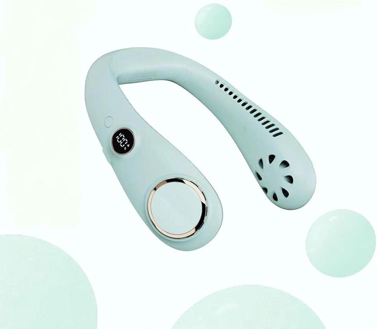 Зелений Портативний шийний вентилятор, безлопатевий вентилятор з функцією Hands-Free, персональний вентилятор з охолодженням на 36, фото 1