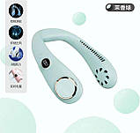 Зелений Портативний шийний вентилятор, безлопатевий вентилятор з функцією Hands-Free, персональний вентилятор з охолодженням на 36, фото 2