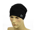 Чоловіча трикотажна шапка з патчем чорний 56-58 р., фото 2
