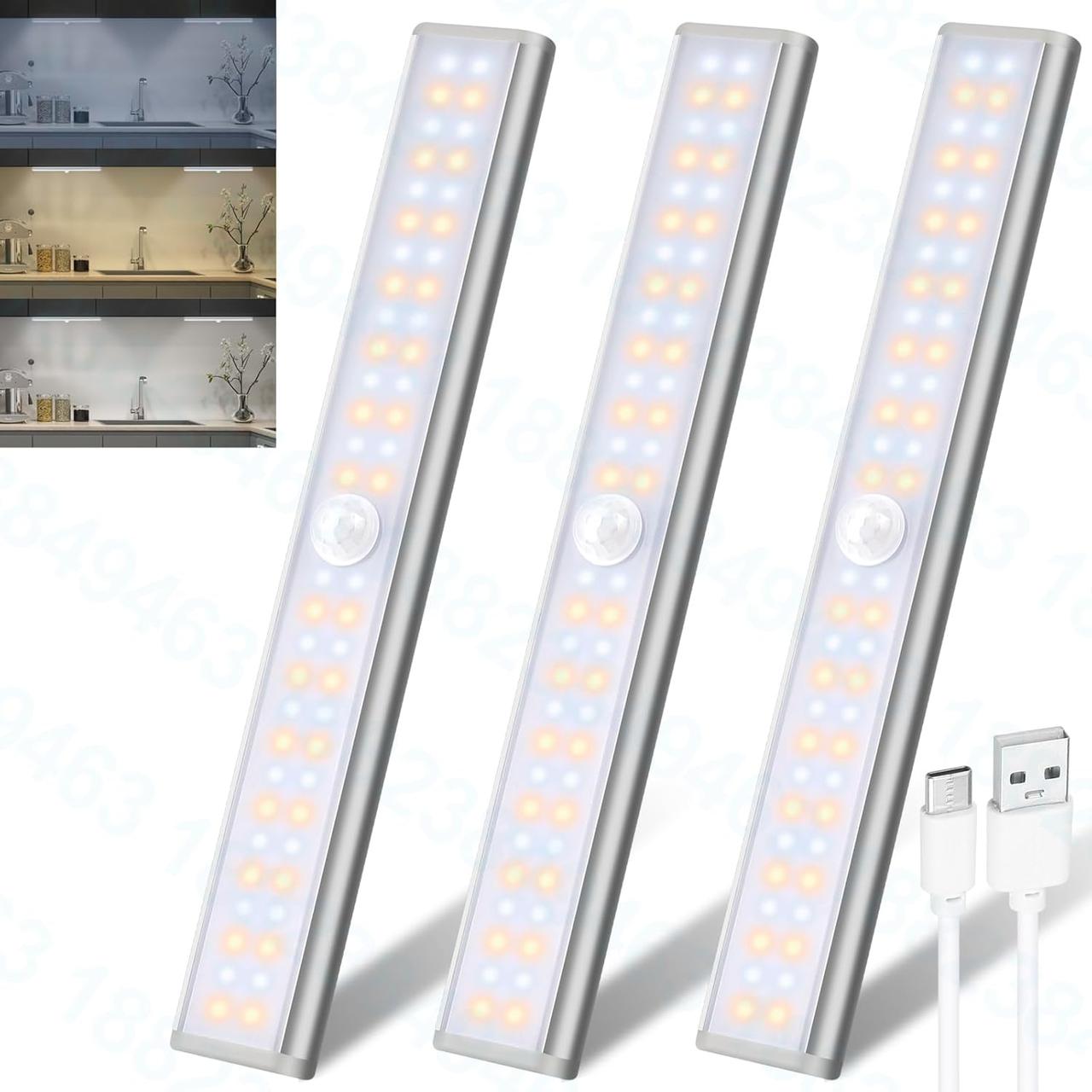 DFGOTOP бездротовий нічник під датчиком руху, ультратонкий, 3 кольори, USB-перезаряджається світильник з акумулятором 2000 мАг, фото 1