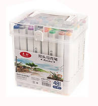 Набір скетч-маркерів 48 кольорів двосторонні Leader пластиковий бокс CY-811-48