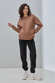 Брюки-джоггери для вагітних із щільного трикотажу з начосом Uno Warm Юла Мама розмір S Чорний