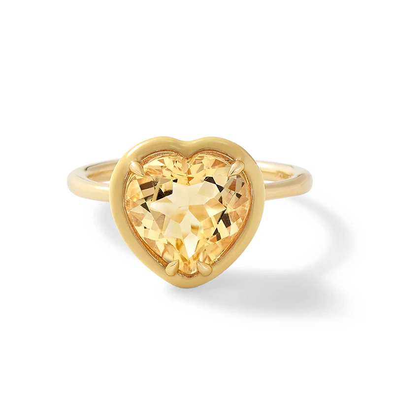 Срібна каблучка  Жовте серце   з позолотою