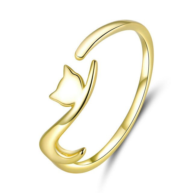 Срібна каблучка  Котеня  в позолоті