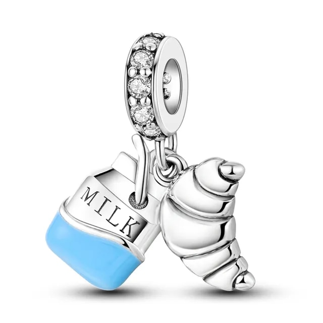 Срібна намистина (шарм) для браслета чи ланцюжка  Сніданок