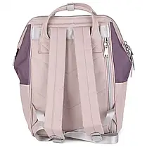 Рюкзак-сумка водонепроникний HIMAWARI 1881-34 ніжно-рожевий з фіолетовою кишенею, фото 4