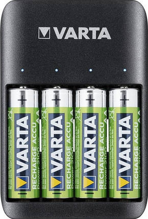 Універсальний зарядний пристрій Varta USB QUATTRO CHARGER (57652) +4x2100mAh, AA/AAA, microUSB, LED, 4 канала, Blister, фото 1