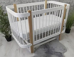 Дитяче ліжечко Колисковий світ "Престиж" з матрасом білий/натуральний