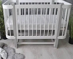 Дитяче ліжечко Колисковий світ "Престиж" з матрасом білий/сірий