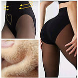 Колготи жіночі на хутрі з імітацією капронових 44-52р чорні, фото 2