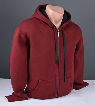 Чоловічий батник на блискавці з начосом великого розміру | Толстовка чоловіча на флісі бордова Туреччина 6167 Б