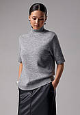 Джемпер жіночий з коротким рукавом з вовною мериноса, сірий колір. Модель 2797