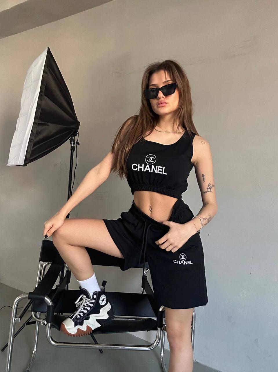 Женский Летний Спортивный Костюм Chanel Брендовый Стильный Комплект для ...