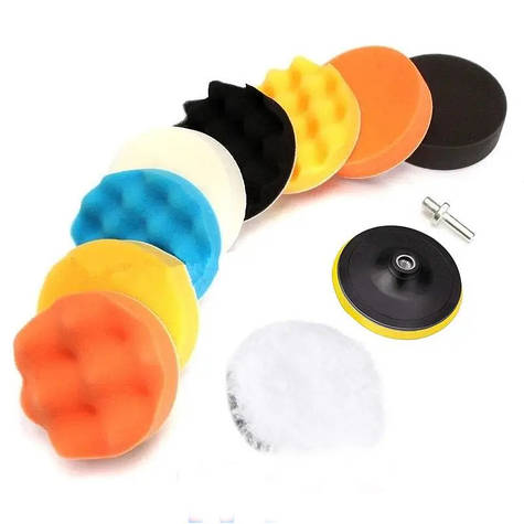 Набір для полірування авто на дриль та шліфувальний диск (11 шт)