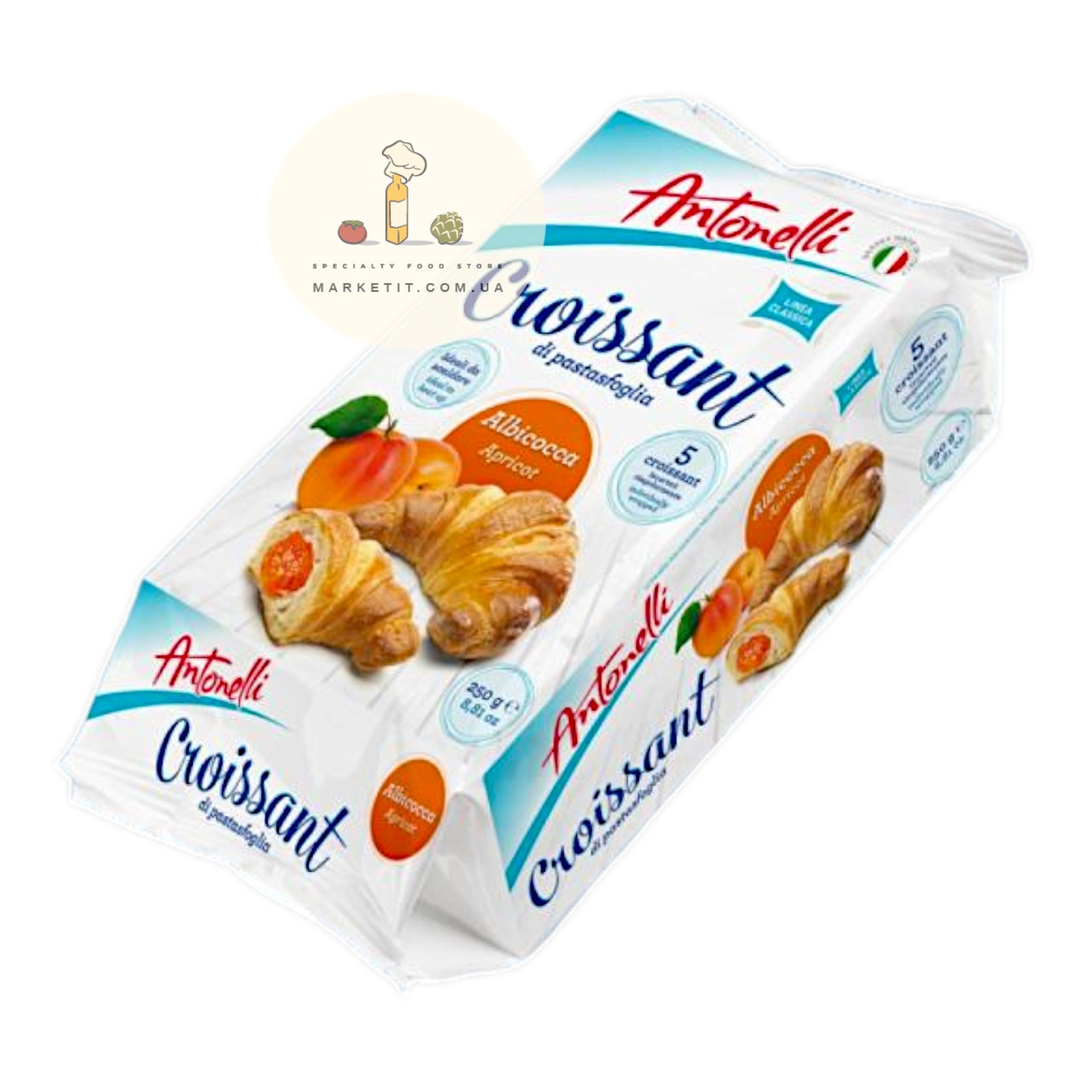 Круасани Antonelli Croissant Albicocca, з абрикосовим джемом 250 г., фото 1