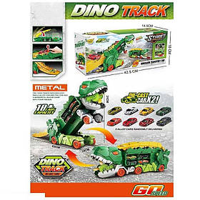 Ігровий набір трейлер Динозавр розкладний трап2 металопластикові машинки 42,5*18*14,5см (Ігровий набір трейлер Динозавр розкладний