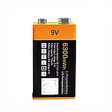 Батарейка Крона 6f22 акумуляторна Znter з роз'ємом USB Type-C на 9V/6300mWh, фото 6