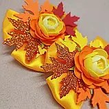 Осінні бантики резинка заколка на вибір Осенние заколочки 80 грн за 1 шт Заколки з листям Бантики с листочками, фото 3