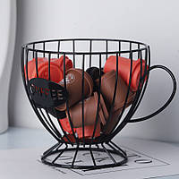 Металева ємність для кавових капсул, кошик для цукерок у вигляді чашки (чорний)