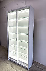 Вітрина підлогова скляна шафа з підсвічуванням для косметики лабораторія стелаж-вітрина косметолога ВІТ-01