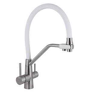 Змішувач для кухні Lidz Aria 020F3 з гнучким виливом з під'єднанням для питної води (k35) LDARI020F3WNK39480