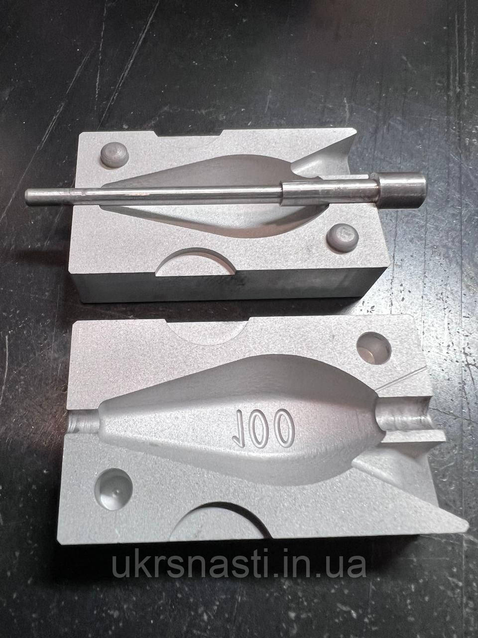 Якісна форма для коропових грузил Горизонт In-Line 70 г, метал Д16Т, Форми для лиття ковзних грузил, фото 1