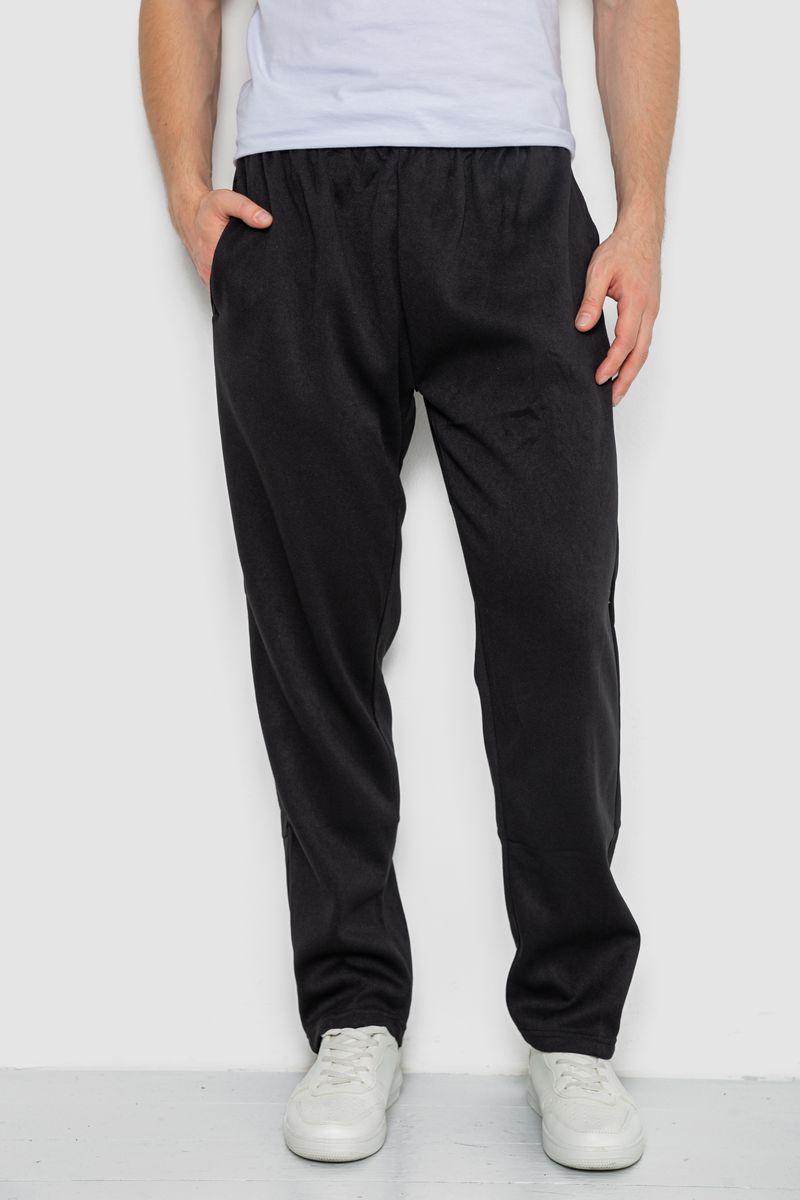 Спортивні штани на флісі, колір чорний, 244R0025 L, L, 48, фото 1