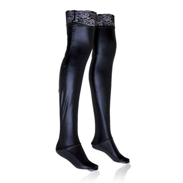 Вінілові жіночі блискучі чорні панчохи Bdsm4u Talla, фото 1