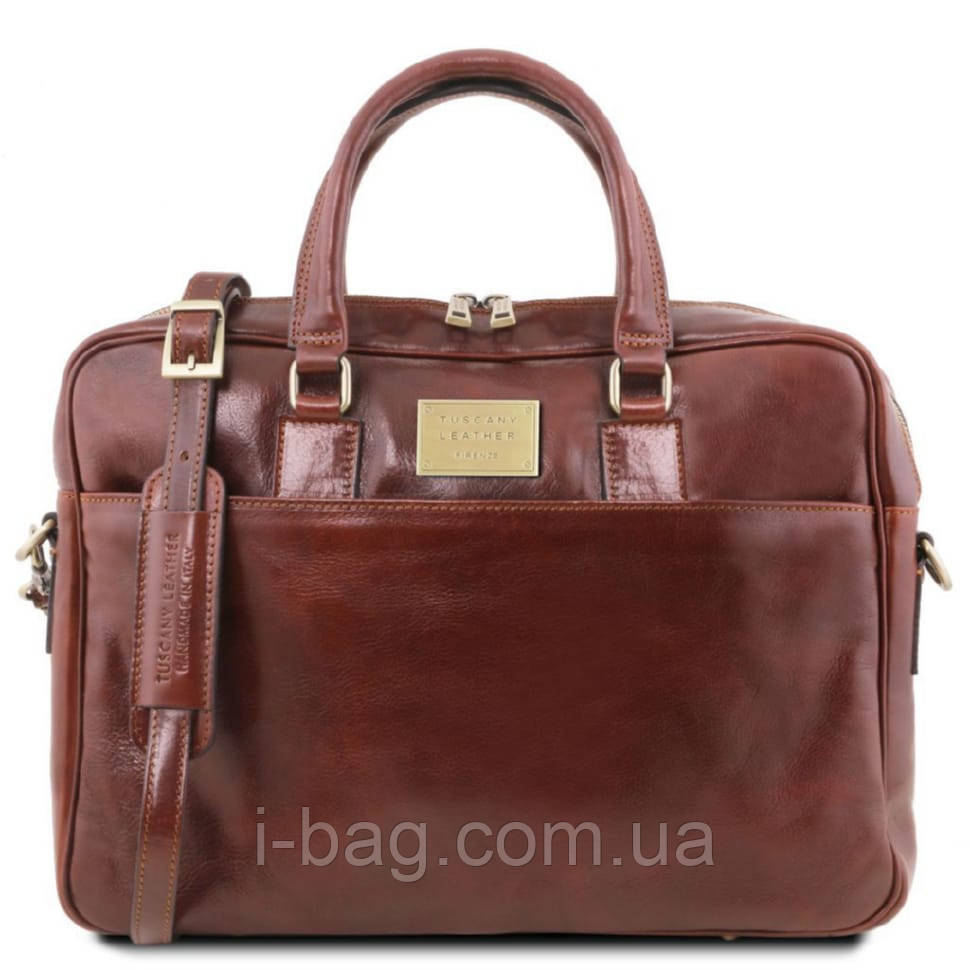 Шкіряна сумка портфель для ноутбука на два відділення Tuscany Leather Urbino TL141894