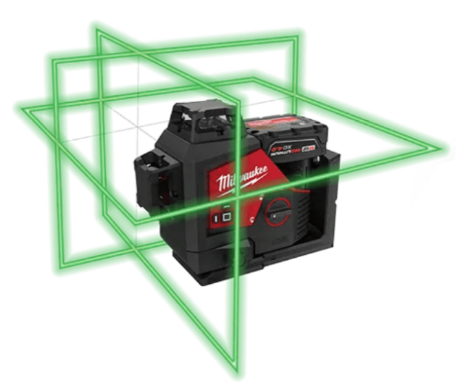 Акумуляторний лазерний нівелір M12 3PL-401C (Li-Ion 4 А·год) Обертання 330 ⁇ з зеленим променем MILWAUKEE