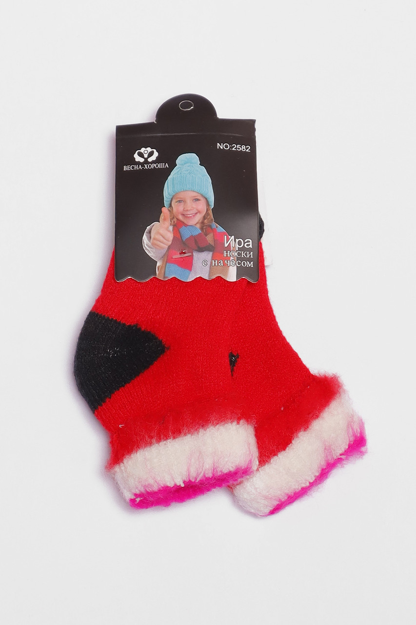 Шкарпетки дитячі з начісом червоного кольору р.0-3 191028S, фото 1