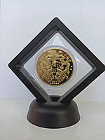 Монета сувенірна дракон на удачу 2024 року в 3D рамці на підставці