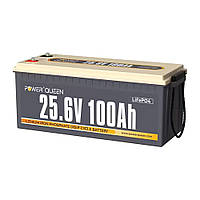 Акумуляторна батарея LiFePO4 Power Queen 24V 100Ah, 2560Wh, BMS 100A, 532*207*215мм от DOM-Energy