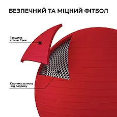 Фітбол (м'яч для фітнесу) 75 см WCG W-000-75-R Anti-Burst навантаження 300кг червоний Фітболи, фото 4
