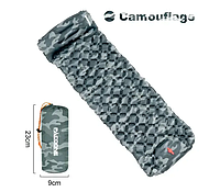 Надувний туристичний каремат Pacoone з подушкою із вбудованим насосом 190x58 см+подарунок карабін