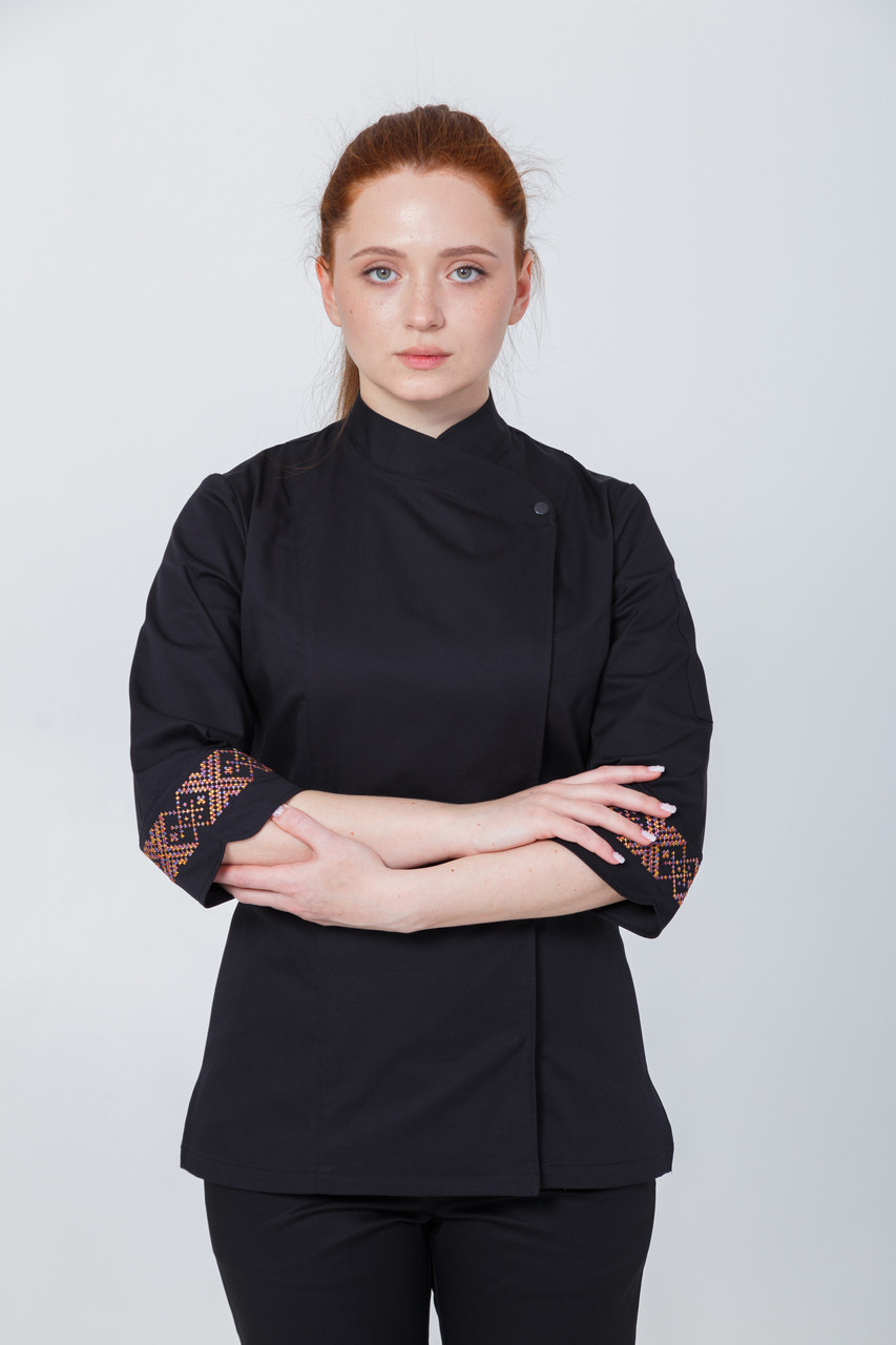 Кітель Кухарський Жіночий Троянда Чорний