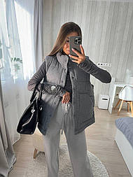 Жіноча тепла жилетка кашемірова на синтепоні з коміром стійкою (р. 42-48) 614218